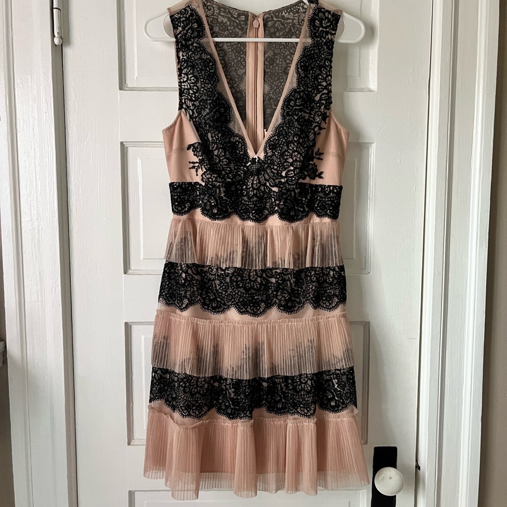 BCBGMaxAzria Blush Pink Dress with Black Lace